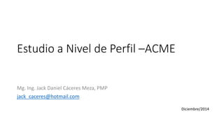 Estudio a Nivel de Perfil –ACME
Mg. Ing. Jack Daniel Cáceres Meza, PMP
jack_caceres@hotmail.com
Diciembre/2014
 