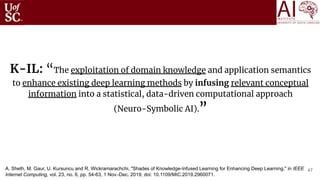 47
K-IL: “The exploitation of domain knowledge and application semantics
to enhance existing deep learning methods by infu...