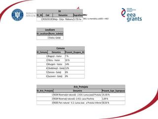 vzj.geoscienceworld.org440 × 383; is.mendelu.cz605 × 463
Sit
ID_Sit Cod Denumire Suprafata
1 ROSCI0130 Maţa - Cârja - Rădeanu 5.735 ha
Localizare
ID_Localizare Nume_Judet(e)
1 Vaslui, Galaţi
Comuna
ID_Comuna Denumire Procent_Ocupare_Sit
1 Blageşti - Vaslui 7 %
2 Fălciu - Vaslui 10 %
3 Murgeni - Vaslui 14%
4 Căvădineşti - Galaţi 12%
5 Oancea - Galaţi 6%
6 Suceveni - Galaţi 4%
Arie_Protejata
ID_Arie_Protejata Denumire Procent_Supr_Suprapusa
1 RO04 Rezervaţie naturală - 2.414.-Lunca joasă Prutului 19, 83 %
2 RO04 Rezervaţi naturală -2.415.-Lacul Pochina 1,09 %
3 RO05 Parc natural - V.2.-Lunca Joas a Prutului Inferior 30,50 %
 