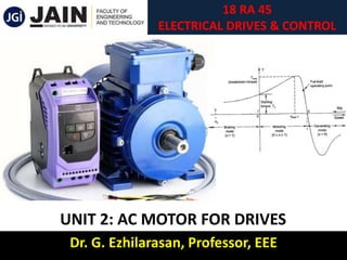 18 RA 45
ELECTRICAL DRIVES & CONTROL
Dr. G. Ezhilarasan, Professor, EEE
UNIT 2: AC MOTOR FOR DRIVES
 