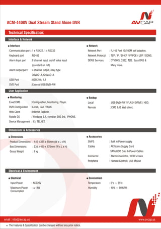 Acm series dual stream 4408 v dvr