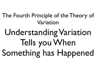 The Fourth Principle of the Theory of
Variation
UnderstandingVariation
Tells you When
Something has Happened
 