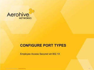 © 2013 Aerohive Networks CONFIDENTIAL
Employee Access Secured wit 802.1X
CONFIGURE PORT TYPES
138
 