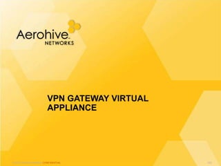 © 2013 Aerohive Networks CONFIDENTIAL
VPN GATEWAY VIRTUAL
APPLIANCE
422
 