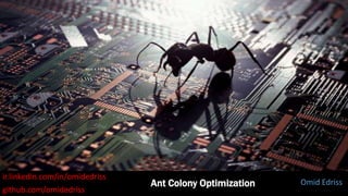 Ant Colony Optimization
ir.linkedin.com/in/omidedriss
github.com/omidedriss
Omid Edriss
 