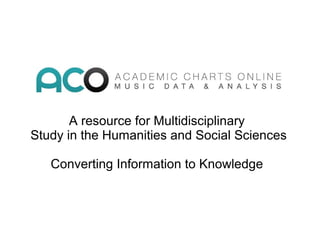 A resource for Multidisciplinary
Study in the Humanities and Social Sciences
Converting Information to Knowledge

 