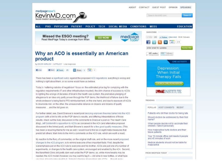 Accountable Care Organizations, Bundled Payments and More. Presented at AAOS Practice Forward 09 2011 Slide 3