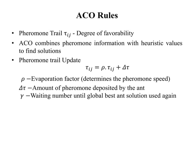 ACO, Firefly, Modified Firefly, BAT, ABC algorithms | PPT