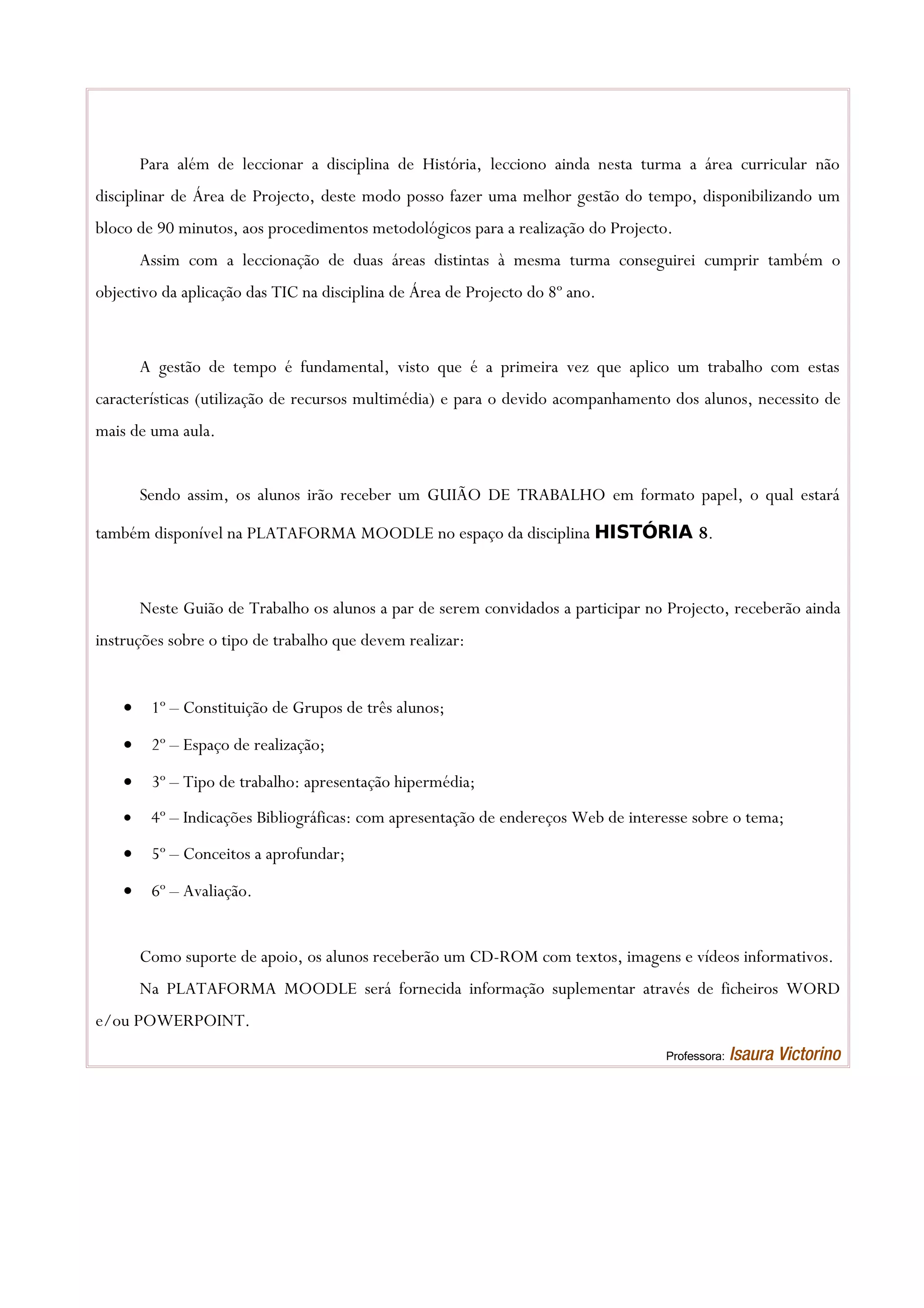 Acção De Formação - Plano De Trabalho