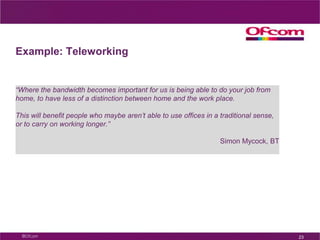 Example – Vital sign monitoringWhole System DemonstratorAround 6,000 users in Cornwall, Kent and NewhamUses two-way communication for effective feedback between health and social care monitoring centres and usersProvides reassurance that professionals are aware of their physical state and available when necessary.18