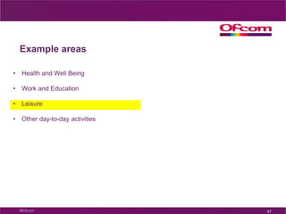 41Example areasHealth and Wellbeing