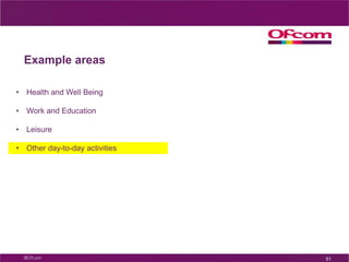 Other day-to-day activities42Example areasHealth andWellbeing