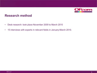 Key findings 5Research objectivesTo identify:new and near-future Next Generation Services that have the potential to benefit older and disabled people’s lives