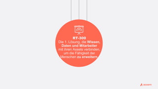 RT-300
Die 1. Lösung, die Wissen,
Daten und Mitarbeiter
mit ihren Assets verbinden,
um die Fähigkeit der
Menschen zu erweitern.
 