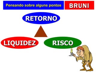 Pensando sobre alguns pontos RETORNO LIQUIDEZ RISCO 
