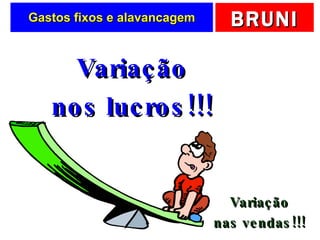Gastos fixos e alavancagem Variação nos lucros!!! Variação nas vendas!!! 
