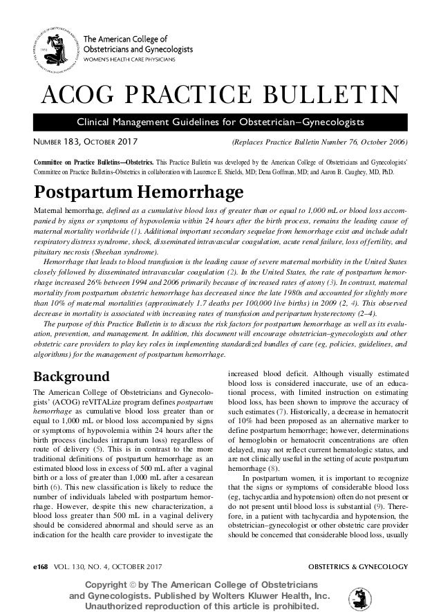 Anemia in pregnancy acog