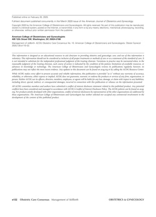 ACOG Management of Stillbirth 2015 OBGYN | PDF