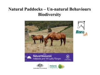 Natural Paddocks – Un-natural Behaviours
Biodiversity
 