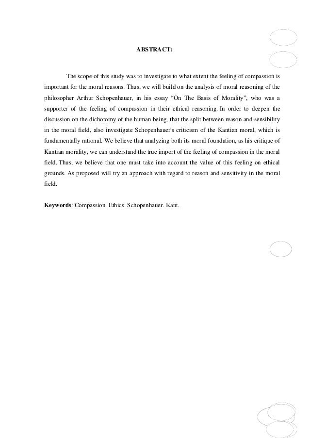 Schopenhauer prize essay on the basis of morals