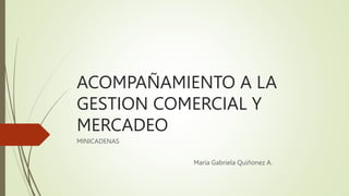 ACOMPAÑAMIENTO A LA
GESTION COMERCIAL Y
MERCADEO
MINICADENAS
María Gabriela Quiñonez A.
 