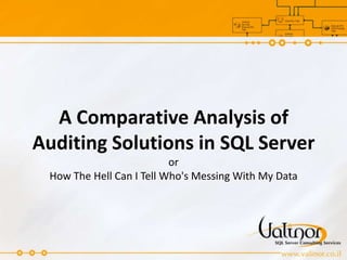 A Comparative Analysis of Auditing Solutions in SQL Server or How The Hell Can I Tell Who&apos;s Messing With My Data 
