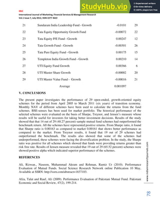 A COMPARATIVE ANALYSIS OF MUTUAL FUND SCHEMES IN INDIA | PDF