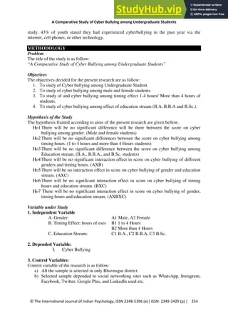 A Comparative Study Of Cyber Bullying Among Undergraduate Students | PDF