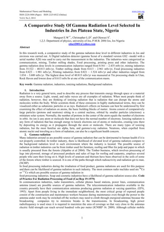 A comparative study of gamma radiation level selected in industries in ...