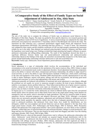 A comparative study of the effect of family types | PDF