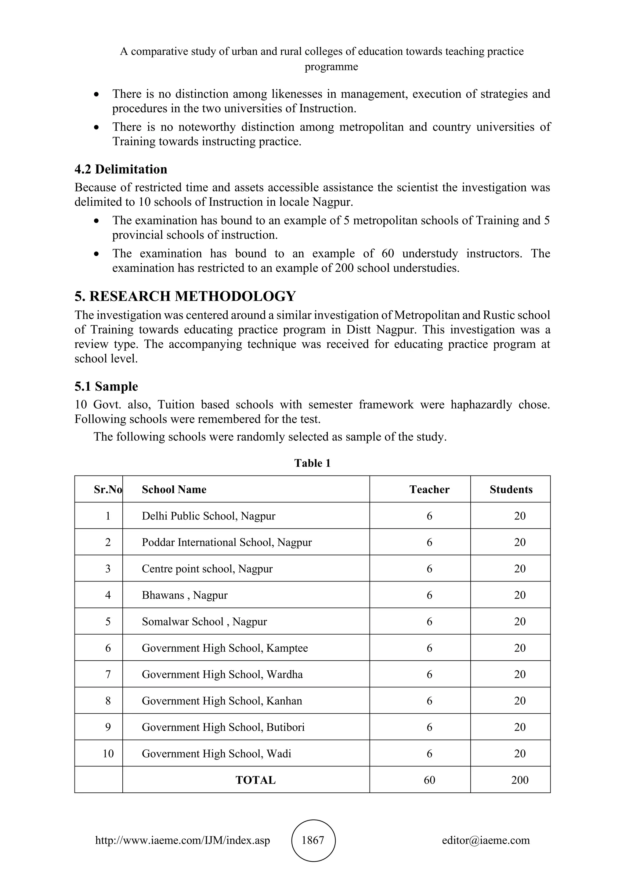 A COMPARATIVE STUDY OF URBAN AND RURAL COLLEGES OF EDUCATION TOWARDS ...