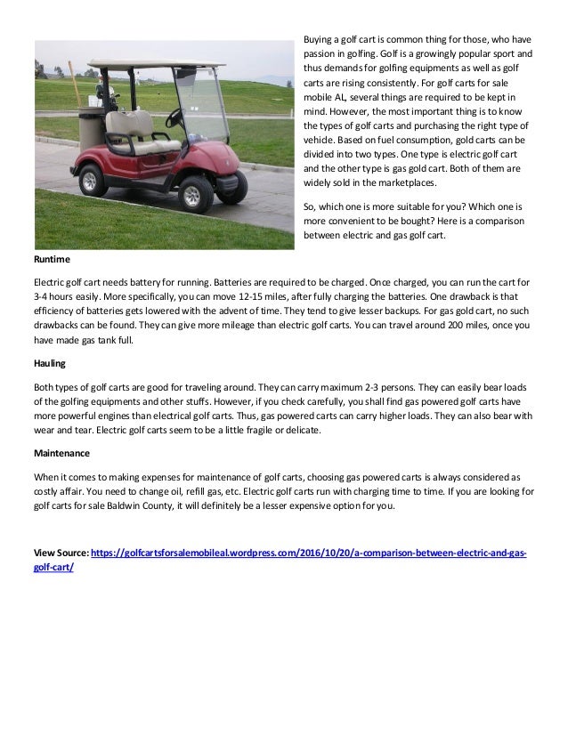 Difference between Gas Golf Cart and electric golf cart