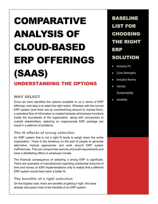 A Comparison of Cloud based ERP Systems | PDF