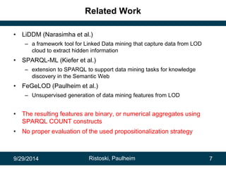 A Comparison of Propositionalization Strategies for Creating Features from Linked Open Data