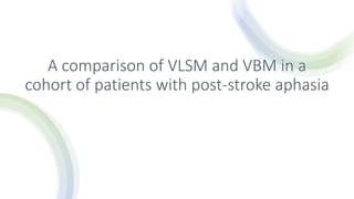 A comparison of VLSM and VBM in a
cohort of patients with post-stroke aphasia
 