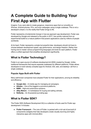 A Complete Guide to Building Your First App with Flutter | PDF