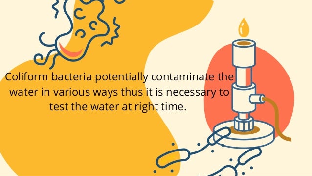 Coliform bacteria potentially contaminate the
water in various ways thus it is necessary to
test the water at right time.
 