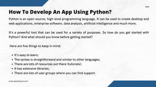 A Complete Guide To Develop An App Using Python | PDF