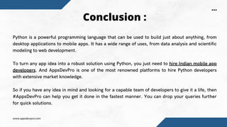 A Complete Guide To Develop An App Using Python | PDF