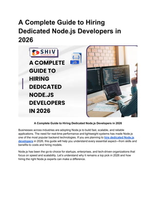 Steps to Hire Dedicated Node.js Developers in 2026 | PDF