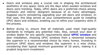 A Complete Guide to Installing UPVC Windows and Doors | PDF