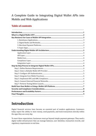 A Complete Guide to Integrating Digital Wallet APIs into Mobile and Web ...