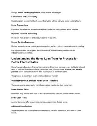 A Complete Guide to Mobile Banking, Home Loan Transfer and MSME Loan ...