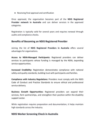 Ndis Checklist.pdf NDIS Providers, Registration & Management Guide | PDF