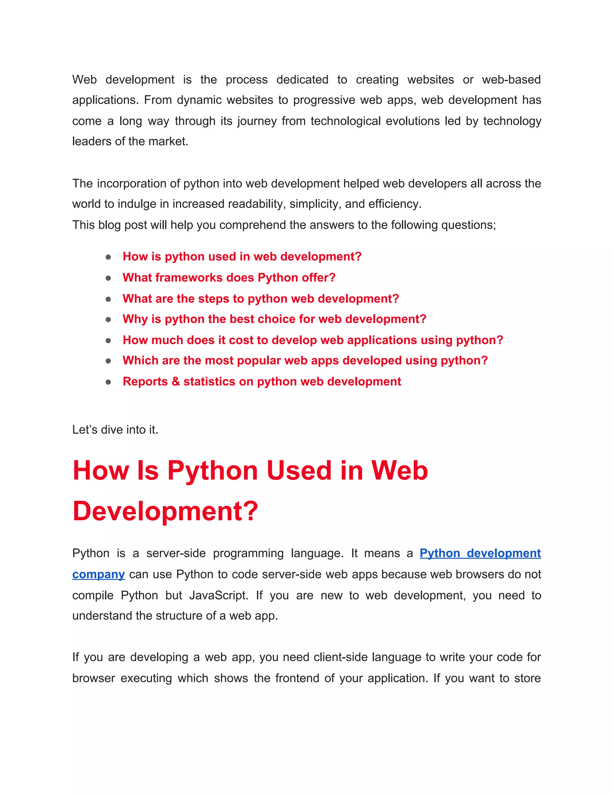 A Complete Guide to Python Web Development | PDF
