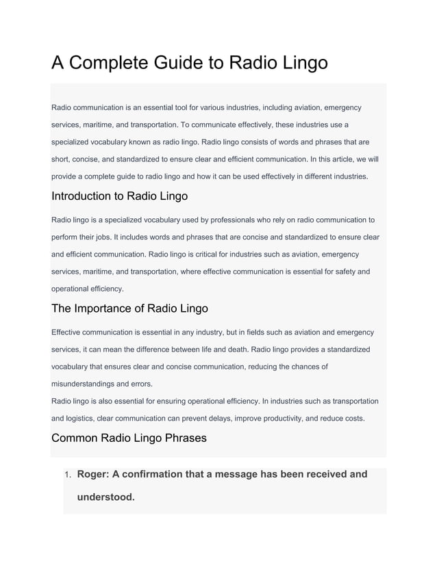 A Complete Guide to Radio Lingo.docx