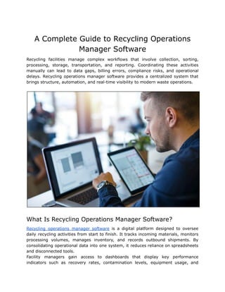 A Complete Guide to Recycling Operations Manager Software. | PDF