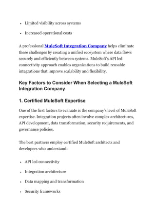 A Complete Guide to Selecting the Best MuleSoft Integration Company | PDF