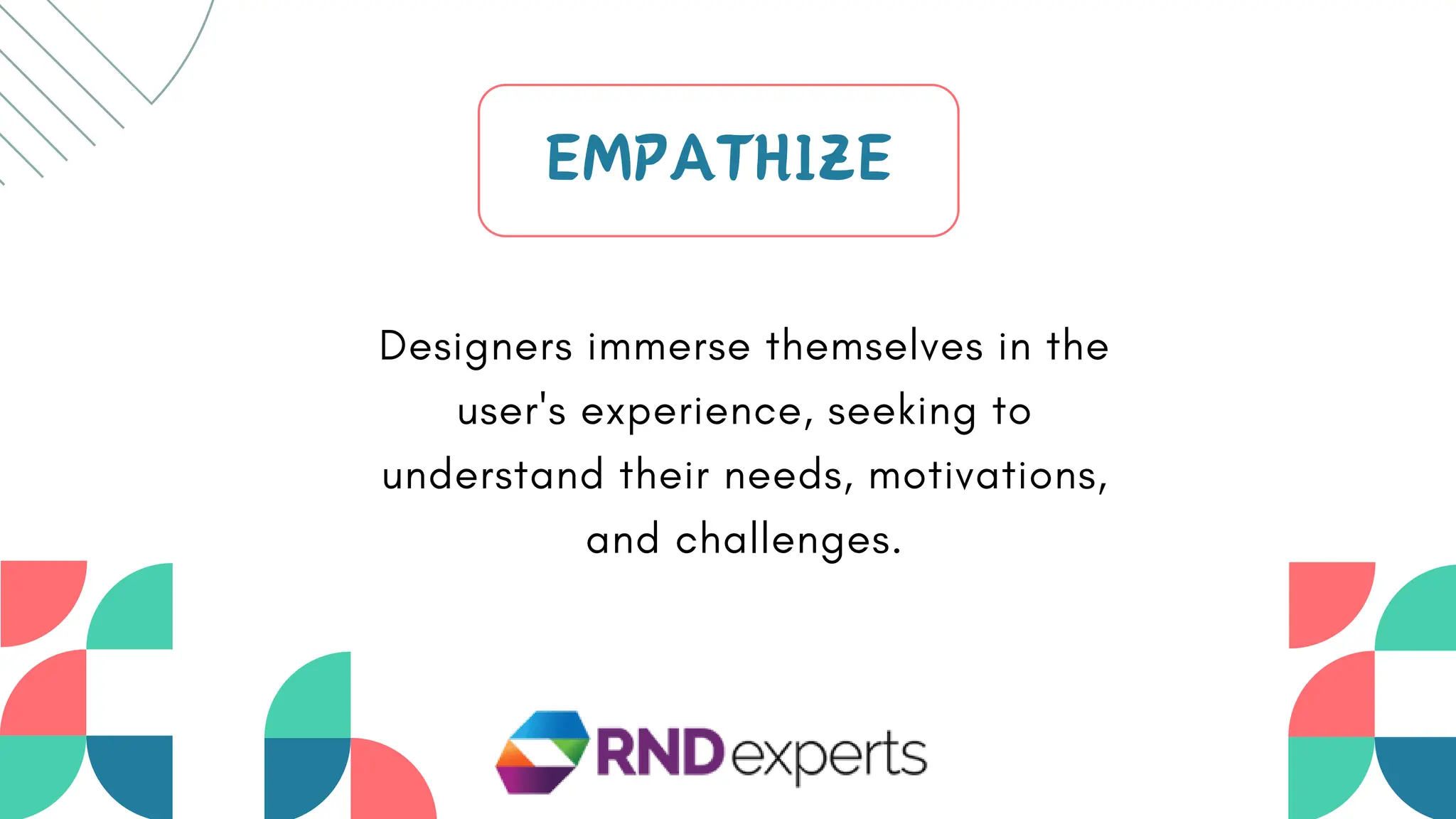 EMPATHIZE
Designers immerse themselves in the
user's experience, seeking to
understand their needs, motivations,
and challenges.
 