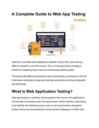 A Complete Guide to Web App Testing.pdf file | PDF